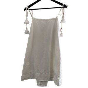 Nibi MTK White & Red Linen Tassels Dress